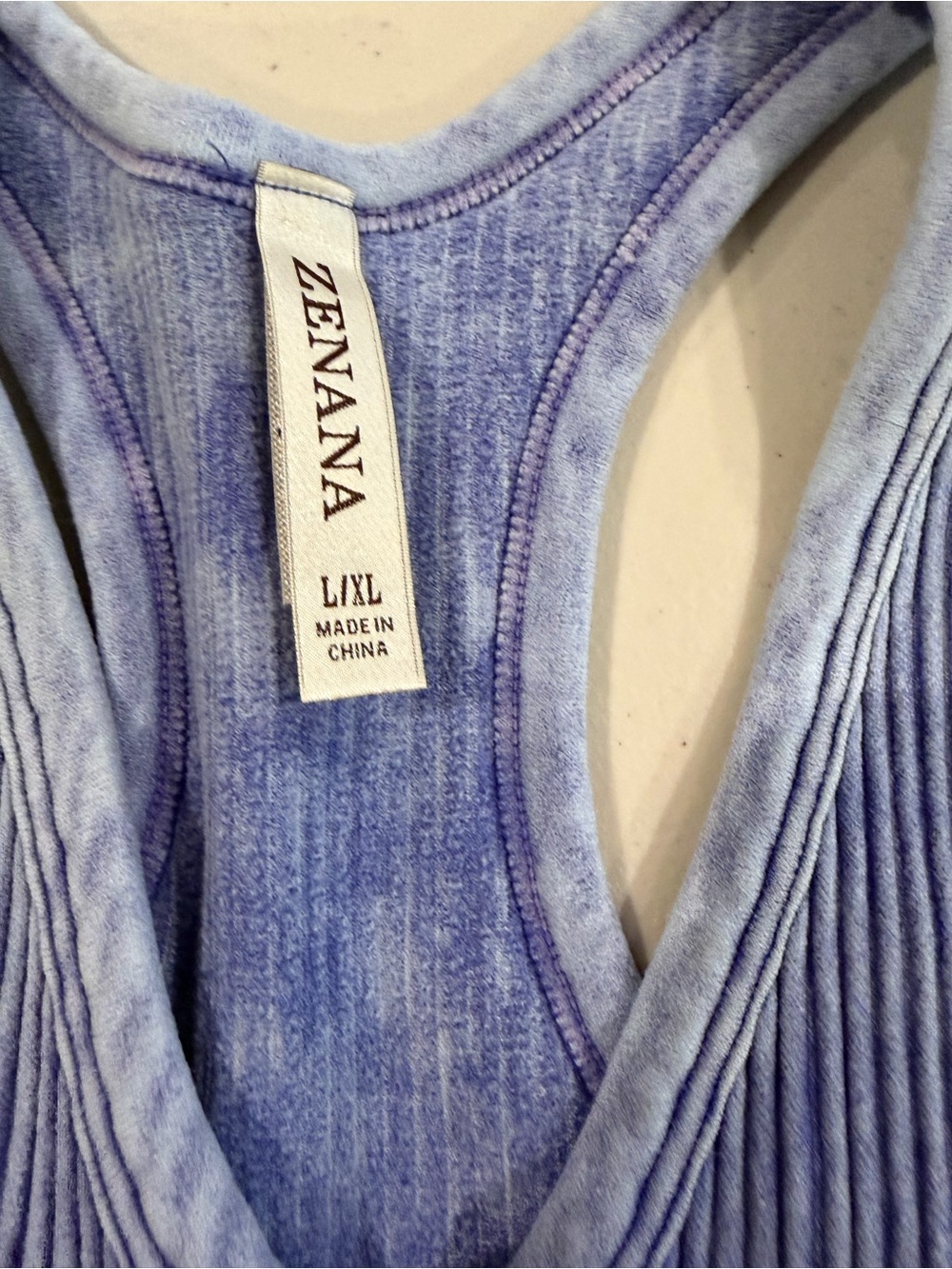 Zenana Blue Ribbed Racerback Tank - Picture 2 of 4